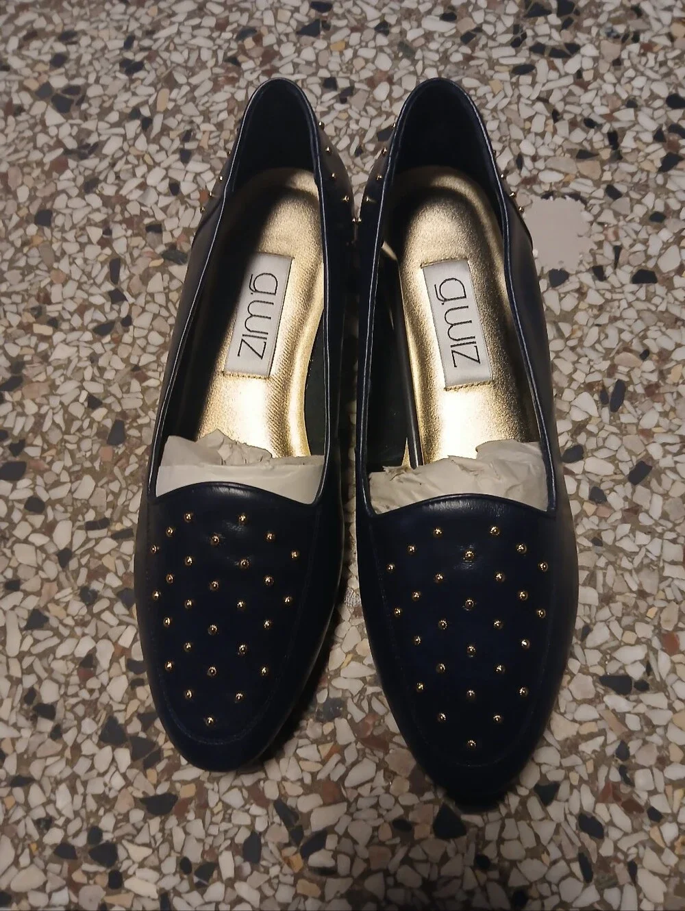 NIB Vintage G Wiz Navy Blue Studed Leather Loafers Flats 90's  Size 9